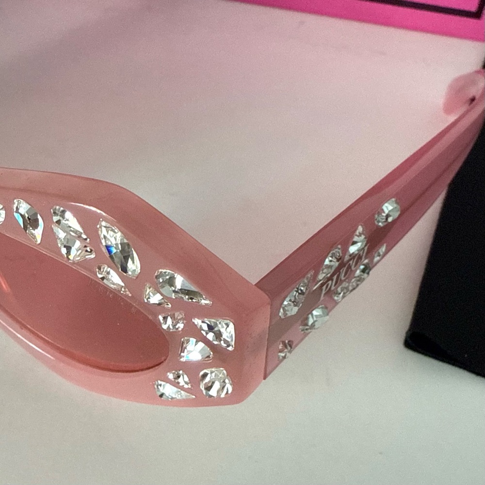 NEW Emilio PUCCI Limited Edition Pink Crystal Embellished Cat Eye Sunglasses - Picture 5 of 16